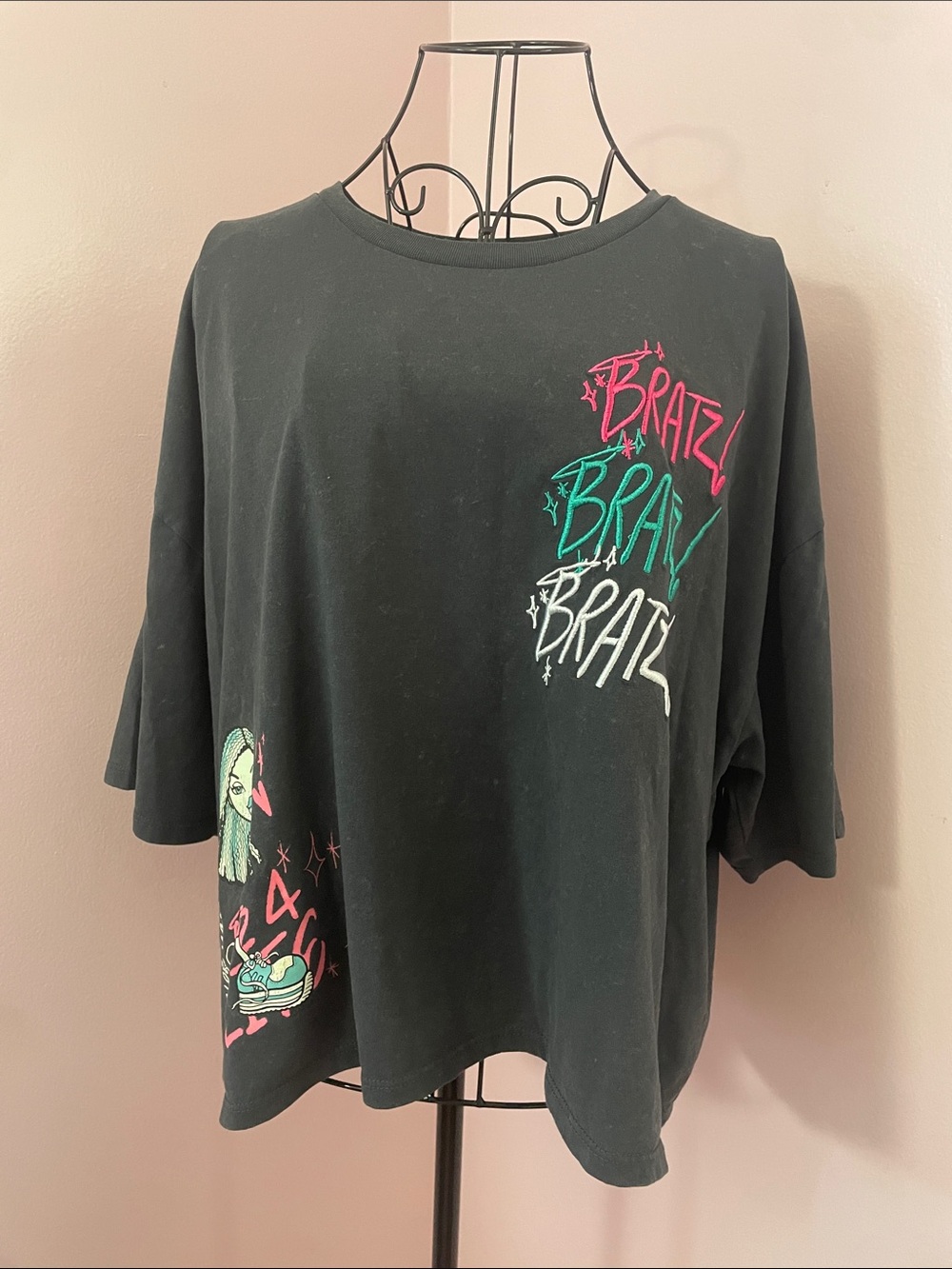 Bratz Graphic Tee with Pink, Teal & White Logo